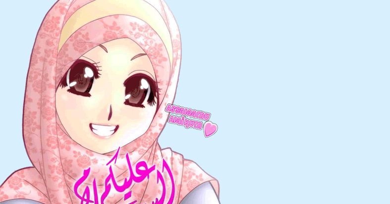 7 Gambar Kartun Muslimah Senyum Lucu