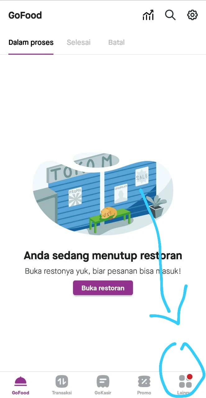 Buka aplikasi Gobiz, buka menu Lainnya