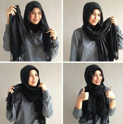 Tutorial hijab panjang terbaru