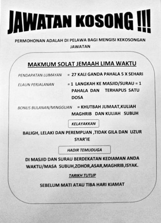 bradokapak: JAWATAN KOSONG!!