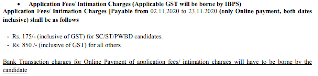 IBPS SO 2020 Notification Fees