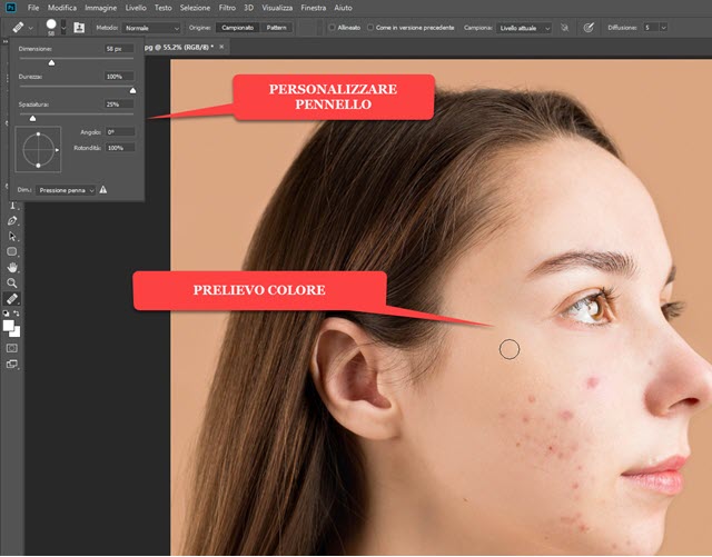pennello correttivo di photoshop