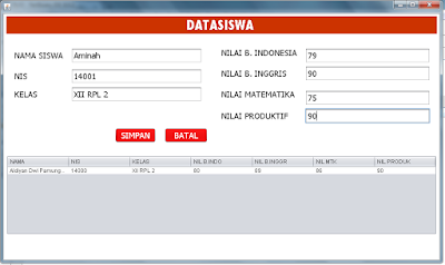 mencoba mengisi form crud java netbeans untuk memasukan data,