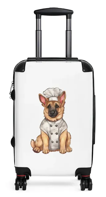 Travel Suitcase With German Shepherd Wearing Chef Suit
