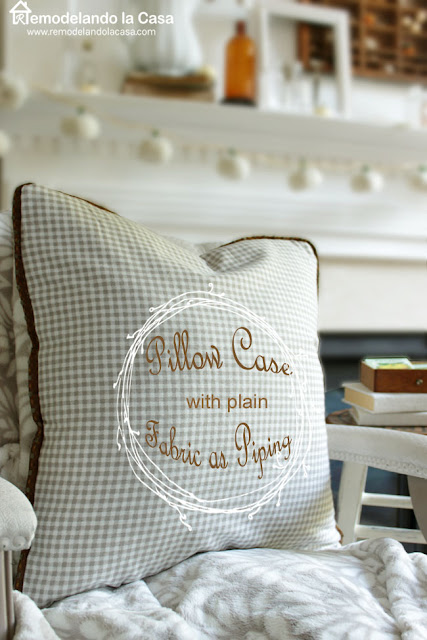 fall gingham pillow cases with fabric piping