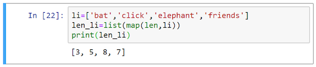 Find the length of each word in the list without using a for loop.