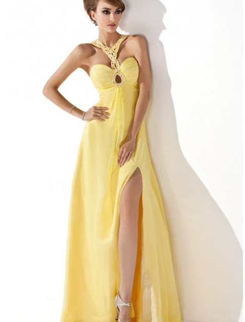 yellow evening  dress