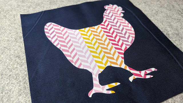 Applique chicken quilt block