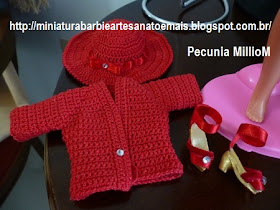 Vestido, casaco e sapatos de Crochê Para a Susi Antiga Criada Por Pecunia MillioM 2