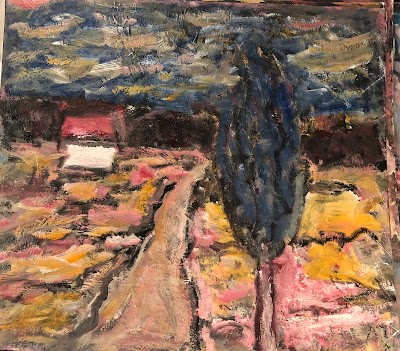 pejzaż z drogą  płyta HDS  90x100cm