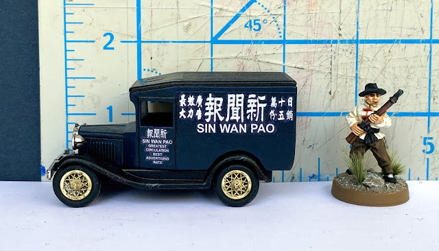 Lledo DG13 Ford 1934 Model A Van, Sin Wan Pao Newspaper, Shanghai, China, 28mm WW2 Bolt Action Wargaming