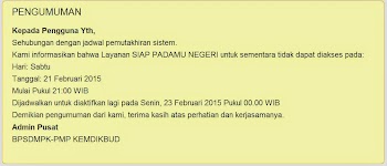 PERSIAPAN RILIS FITUR VERVAL NRG 2015 PADAMU NEGERI UNTUK SEMENTARA TIDAK DAPAT DIAKSES