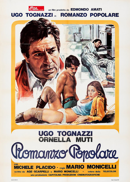 ROMANZO POPOLARE. Italia. Cartel: 100 x 149 cms. Ilustración: Renato Casaro. Imprenta: Selenia Fotolito. APASIONADA. Romanzo popolare. 1974. Italia. Dirección: Mario Monicelli. Reparto: Ugo Tognazzi, Ornella Muti, Michele Placido, Pippo Starnazza, Franco Mazzieri, Vincenzo Crocitti, Gaetano Cuomo, Gennaro Cuomo, Nicolina Papetti, Alvaro Vitali.