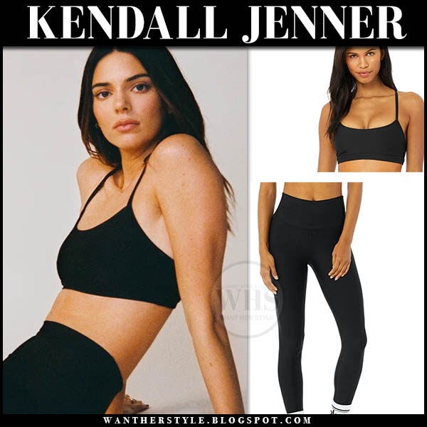 Kendall Jenner in black sports bra and leggings on March 5 ~ I want