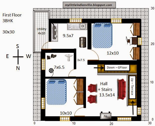 My Little Indian Villa 33 R26 3BHK Duplex in 30x30 