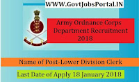 Army Ordnance Corps Recruitment 2018– 818 Lower Division Clerk, Tradesman Mate