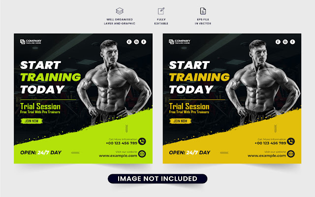 Gym session promotional web banner free download