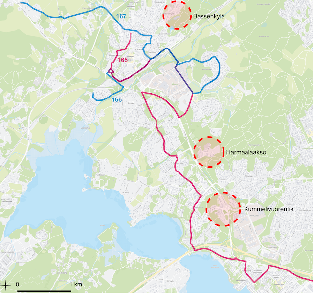 Nykyisellään Espoonlahden ja Kauklahden välistä yhteyttä palvelee yksi linja 165, joka koetaan kierteleväksi ja hitaaksi. Lisäksi Bassenkylän, Harmaalaakson ja Kummelivuorentien yhteyksiin kaivataan parannuksia.