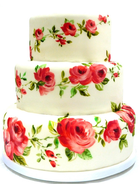 Amazingly beautiful and colorful hand painted wedding cakes in an array of 