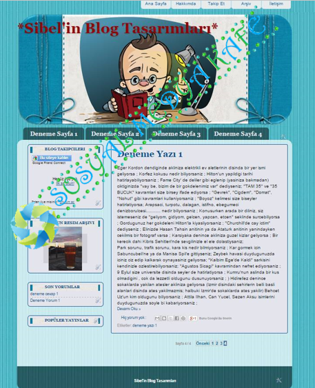 Kitaplı Erkek Blog Tasarım Mavi - Blogger Tasarım