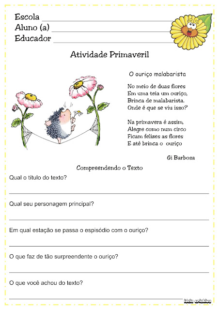 Atividade Texto e Interpretação/ Temática Primavera