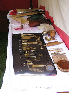 Display of replica medical instruments