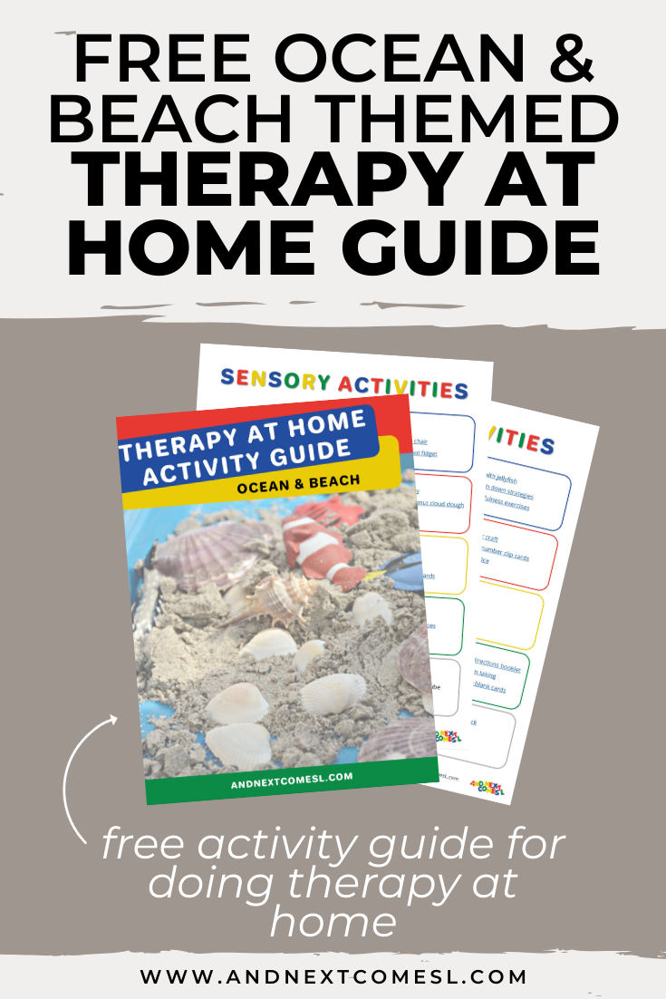 Free ocean & beach themed therapy at home activity guide for parents and therapists