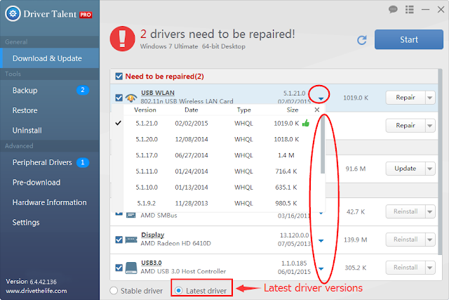 Update Asus drivers by Driver Talent