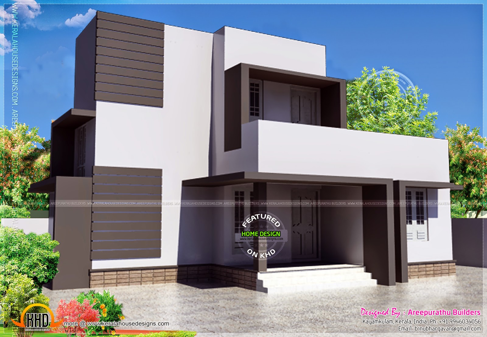  Simple modern house  in 88 square meter Home  Kerala Plans