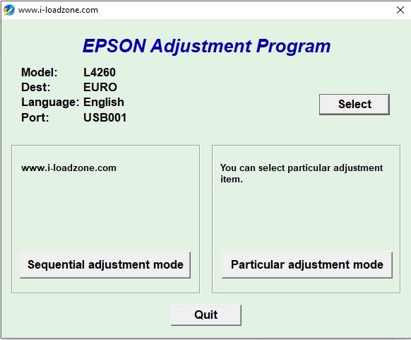 Resetter Epson L4260 Adjustment Program