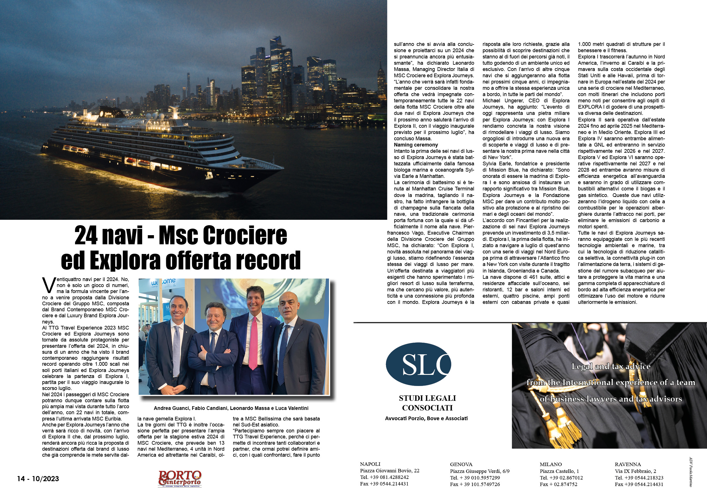 OTTOBRE 2023 PAG. 14 - 24 navi - Msc Crociere ed Explora offerta record