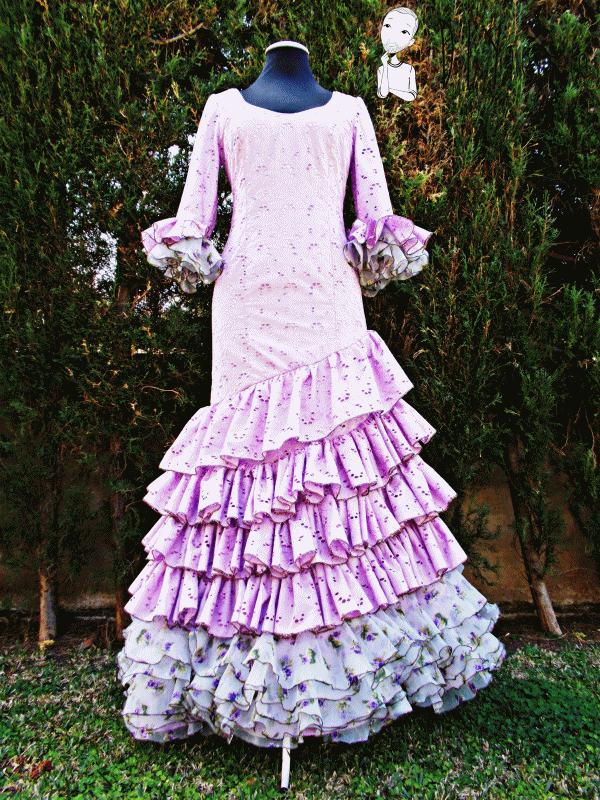 Traje-vestido-flamenca-patrón-paso a paso-costura-volantes-enagua-DIYviértete