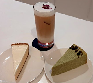 Rose syrup milk tea and cakes from Lady M