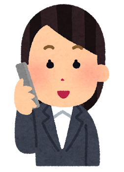 電話をする会社員のイラスト（女性・笑顔）