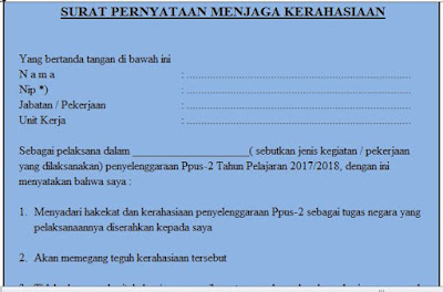 Fakta Integritas atau Surat Pernyataan Menjaga Kerahasiaan