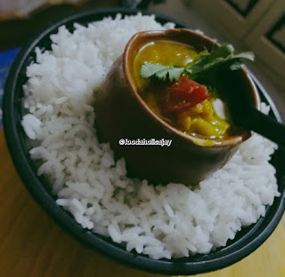 Rice served with Sambhar