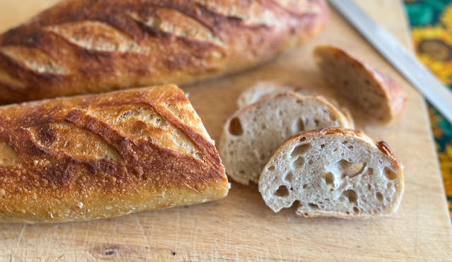 Food Lust People Love: These slow rise sourdough baguettes are so flavorful that they just might be my favorite ever loaves. Slice and serve with butter. So good!