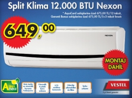 A101 Nexon Split Klima 649,00 TL - A101 Aktüel Ürünler - 12 Temmuz 2012