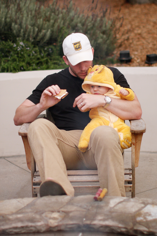 Baby gets a s'mores demonstration (but no s'more)