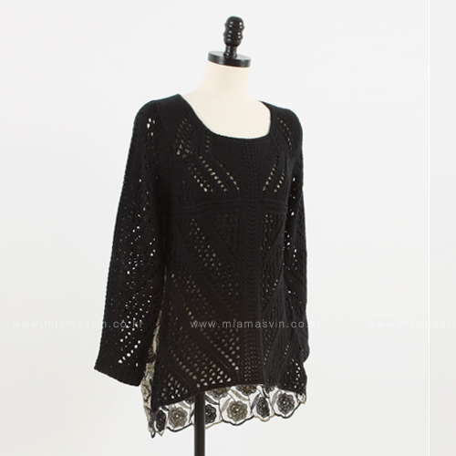 Crocheted Lace Back Sweater