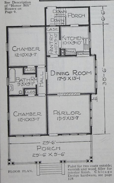 black and white drawing from the catalog, showing Sears Hazelton first floor floor plan
