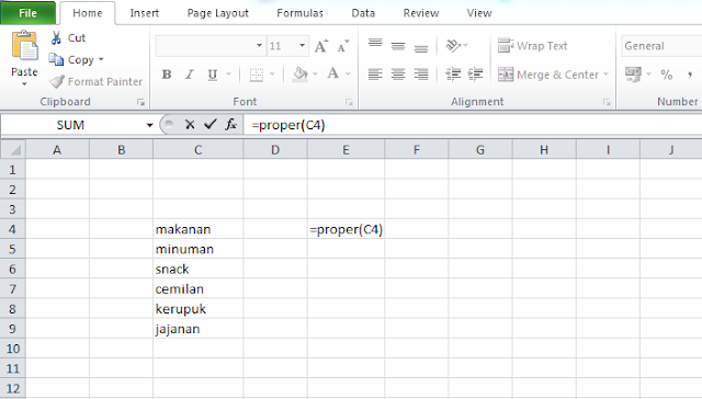 Cara mengubah huruf menjadi besar atau kecil di Excel