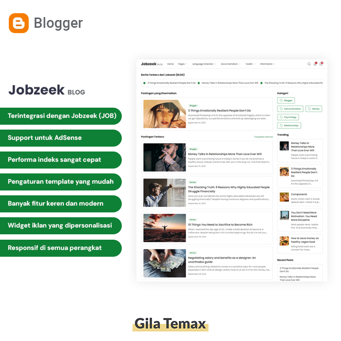 Jobzeek - Best Premium Blogger Template for Job Posting
