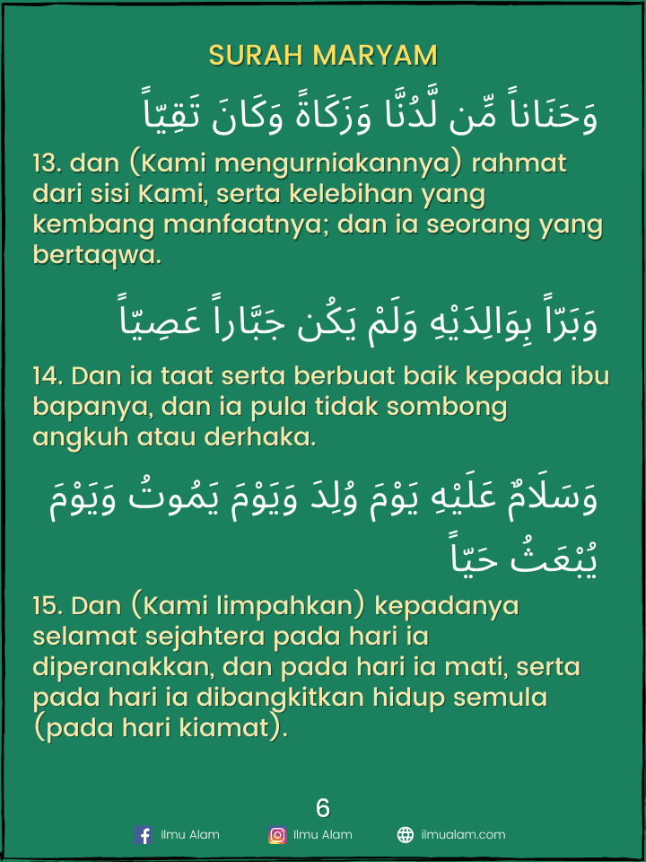 Surah Maryam Rumi dan Jawi