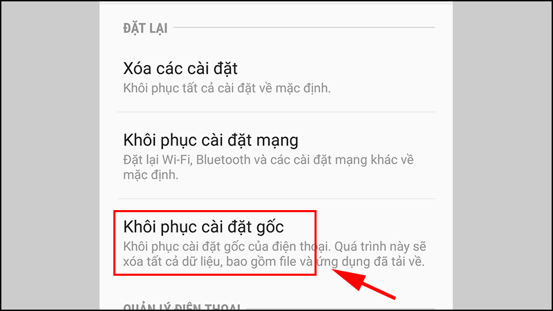 Nếu đã thử các cách trên nhưng không được thì hãy khôi phục cài đặt gốc