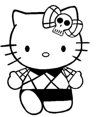 I think my favorite coloring page here is the one of Hello Kitty asan Emo or