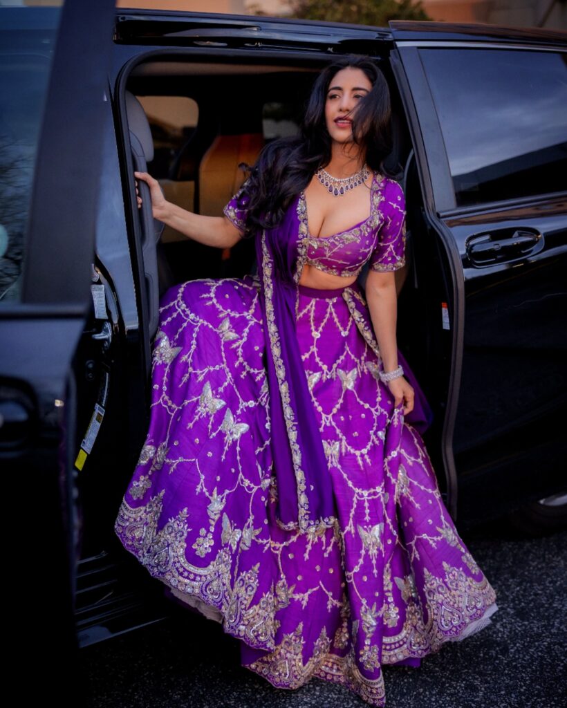 trending-top-daksha-lights-up-in-red-lehenga