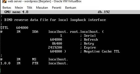 Konfigurasi file db.192