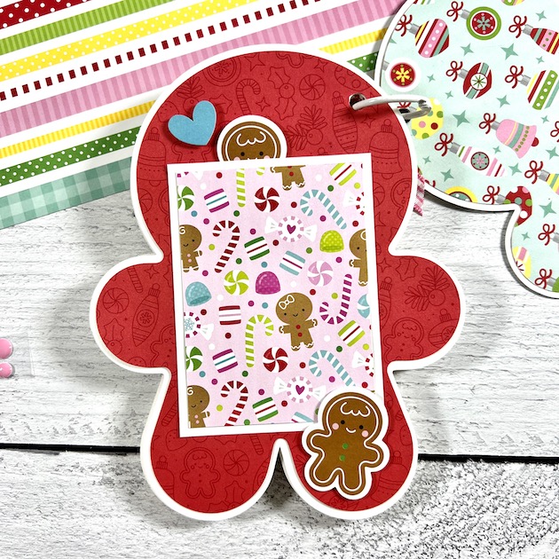 Gingerbread Shaped Christmas Scrapbook Page with candy canes