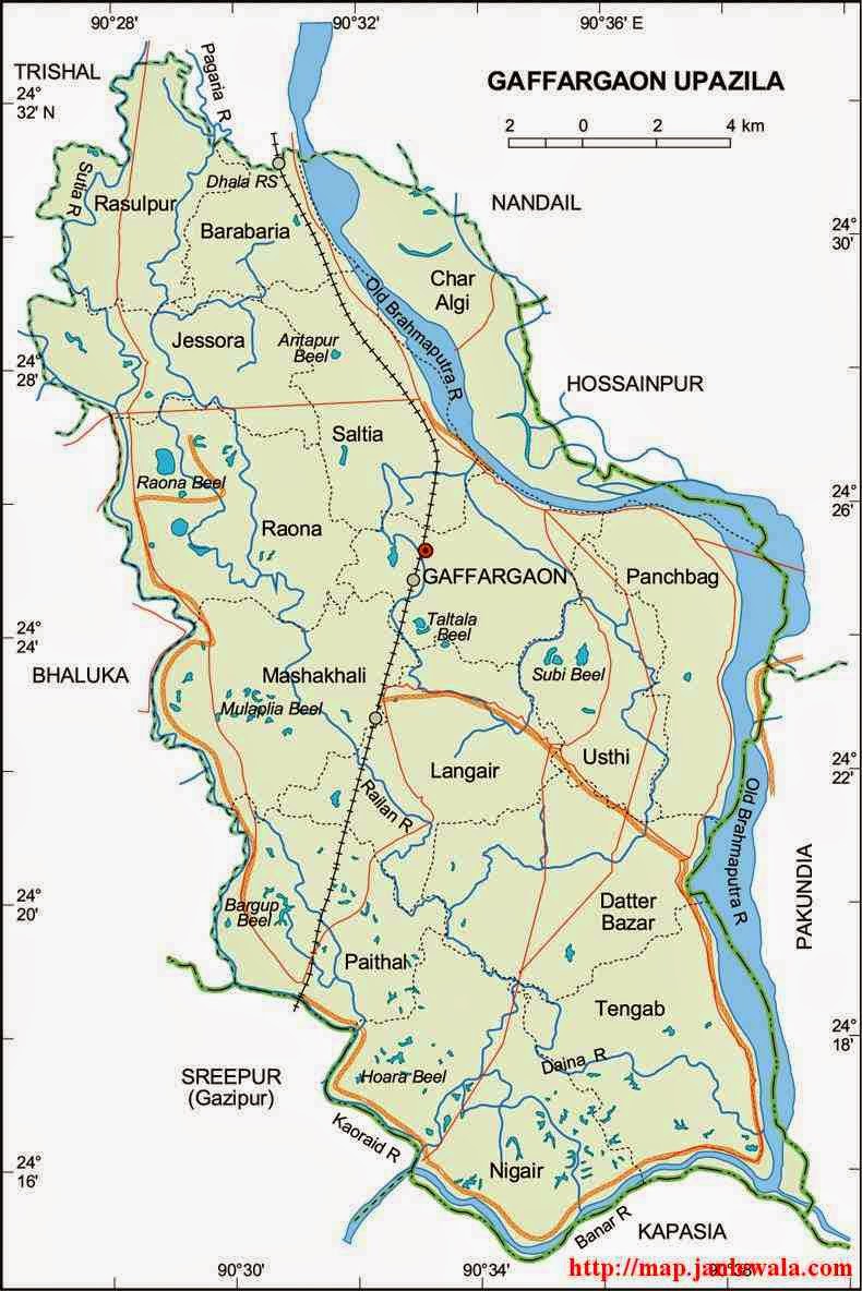 gaffargaon upazila map of bangladesh